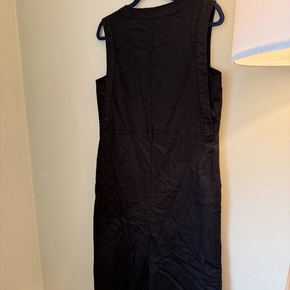 BANANA REPUBLIC BLACK LINEN-COTTON MIDI SHIFT DRESS - Picture 5 of 5